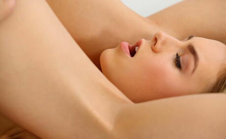 Hot blonde teen Alecia Fox shows tiny tits and masturbates 