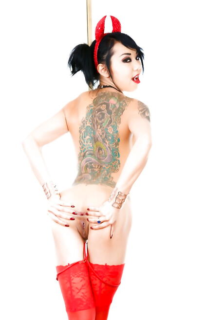 Sexy american brunette Kimberly Chi in cosplay costume in strange fetish gallery 